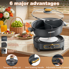 DEZIN tempered glass lid allows easy monitoring of simmering.