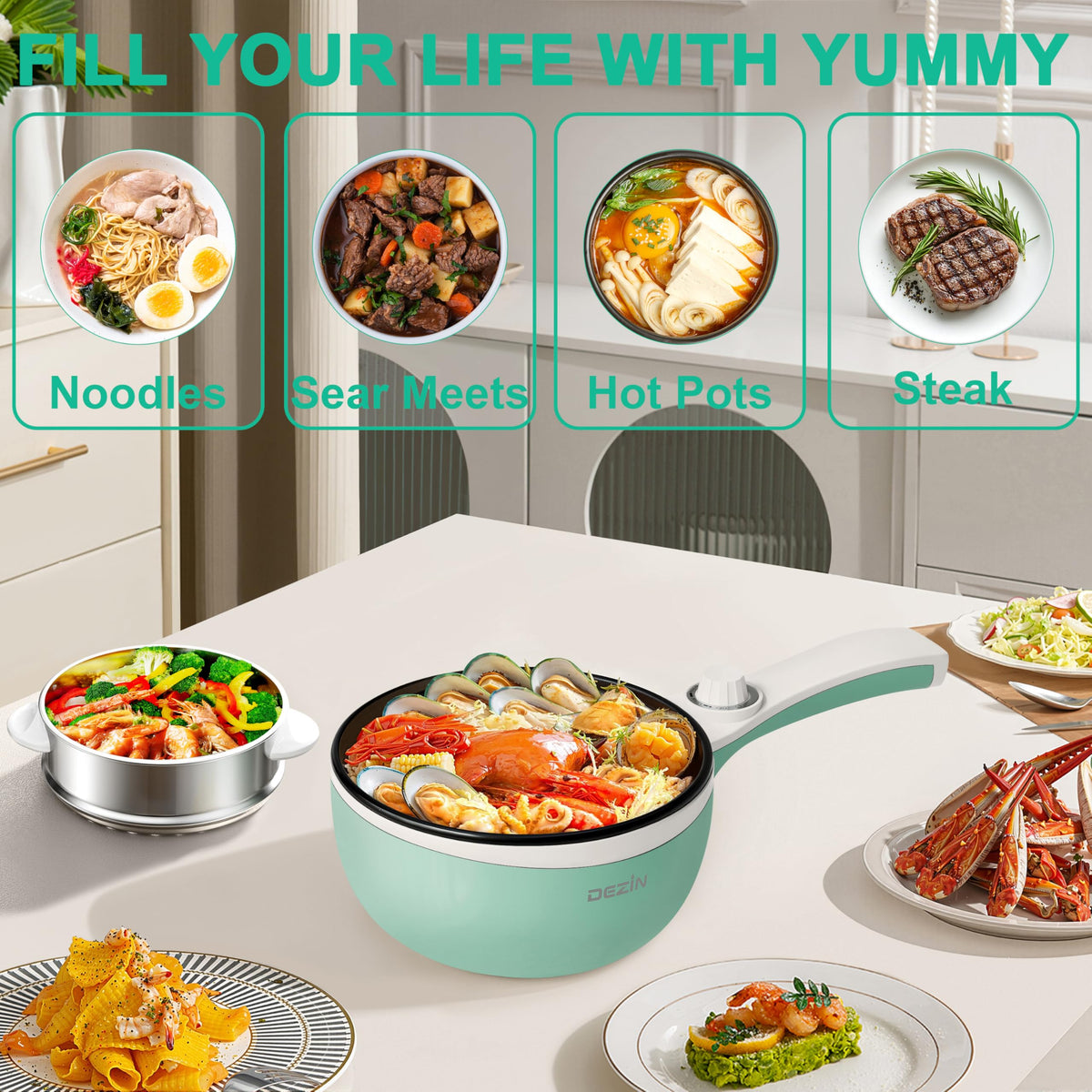 DEZIN portable electric cooker ideal for travel and picnics