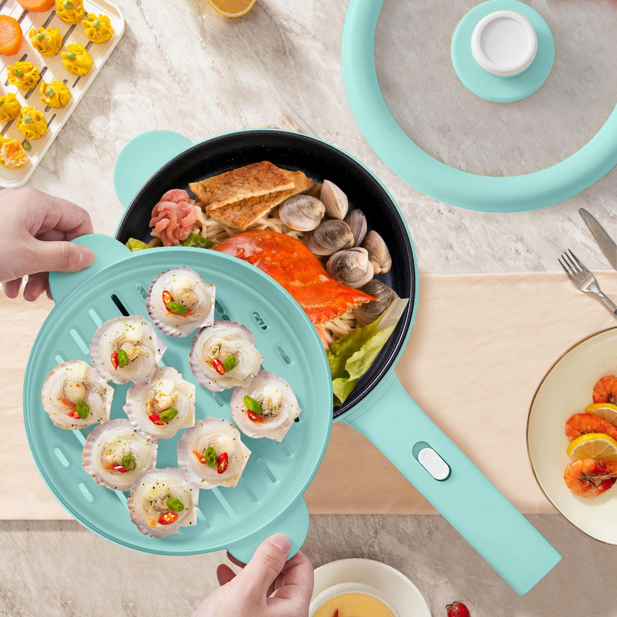 DEZIN 2L capacity supports noodles, eggs, rice, and soups.
