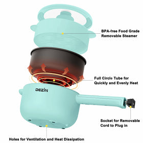 DEZIN electric pot with dual power for fast heating and control.