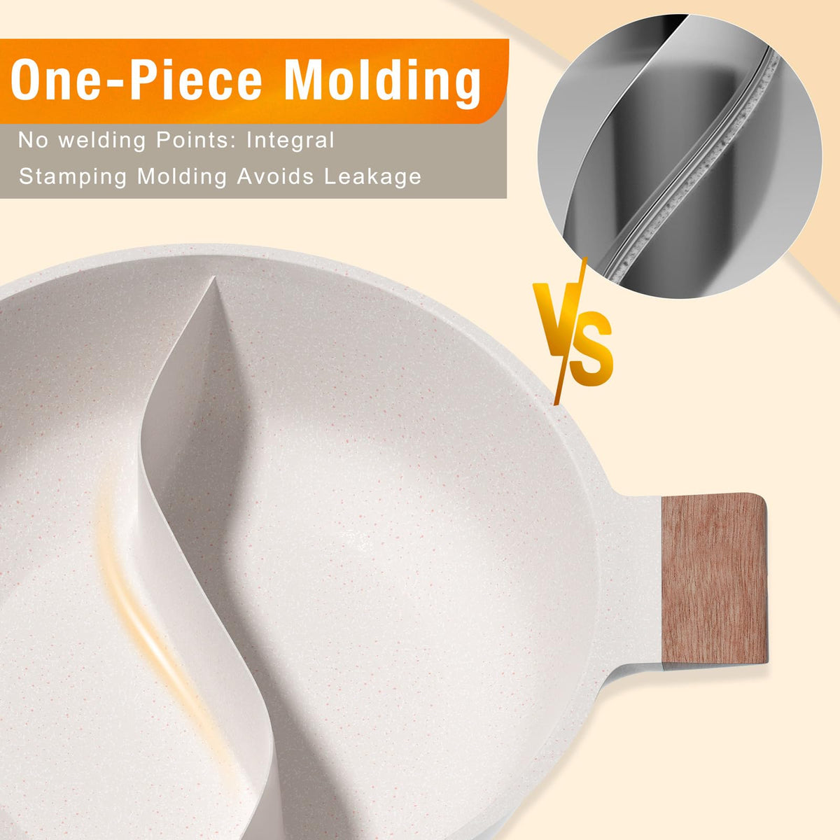 DEZIN tempered glass lid with steam vent offers clear view of simmering contents.