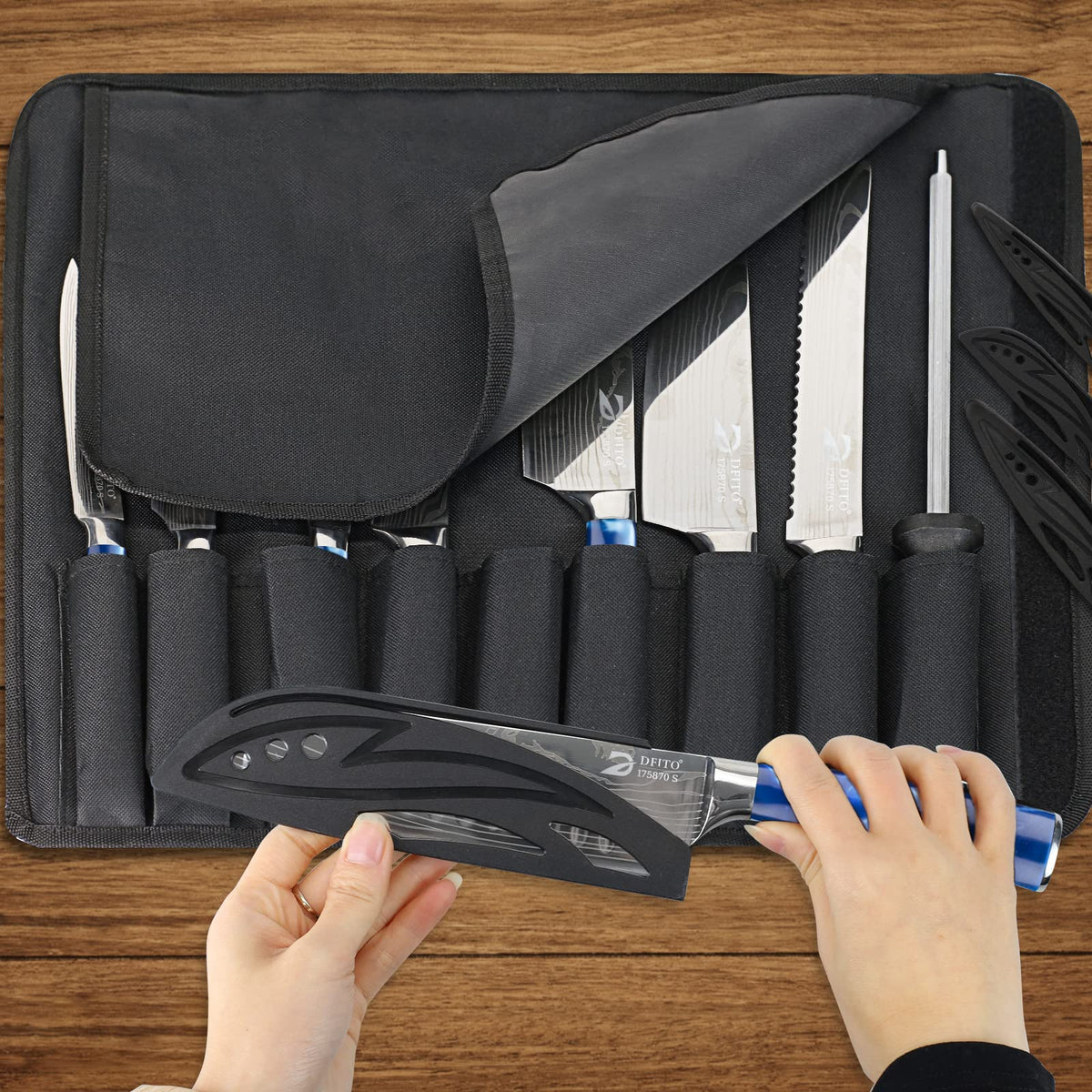 Dfito high carbon stainless steel blades close-up, sharp edge for precise slicing