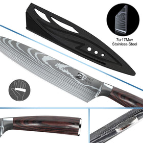Dfito red pakkawood handle detail and ergonomic grip