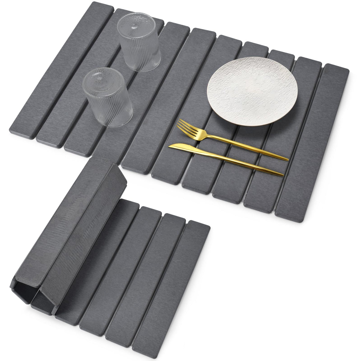 DFJKJUU large stone drying mat in front view showing spacious counter area for dishes