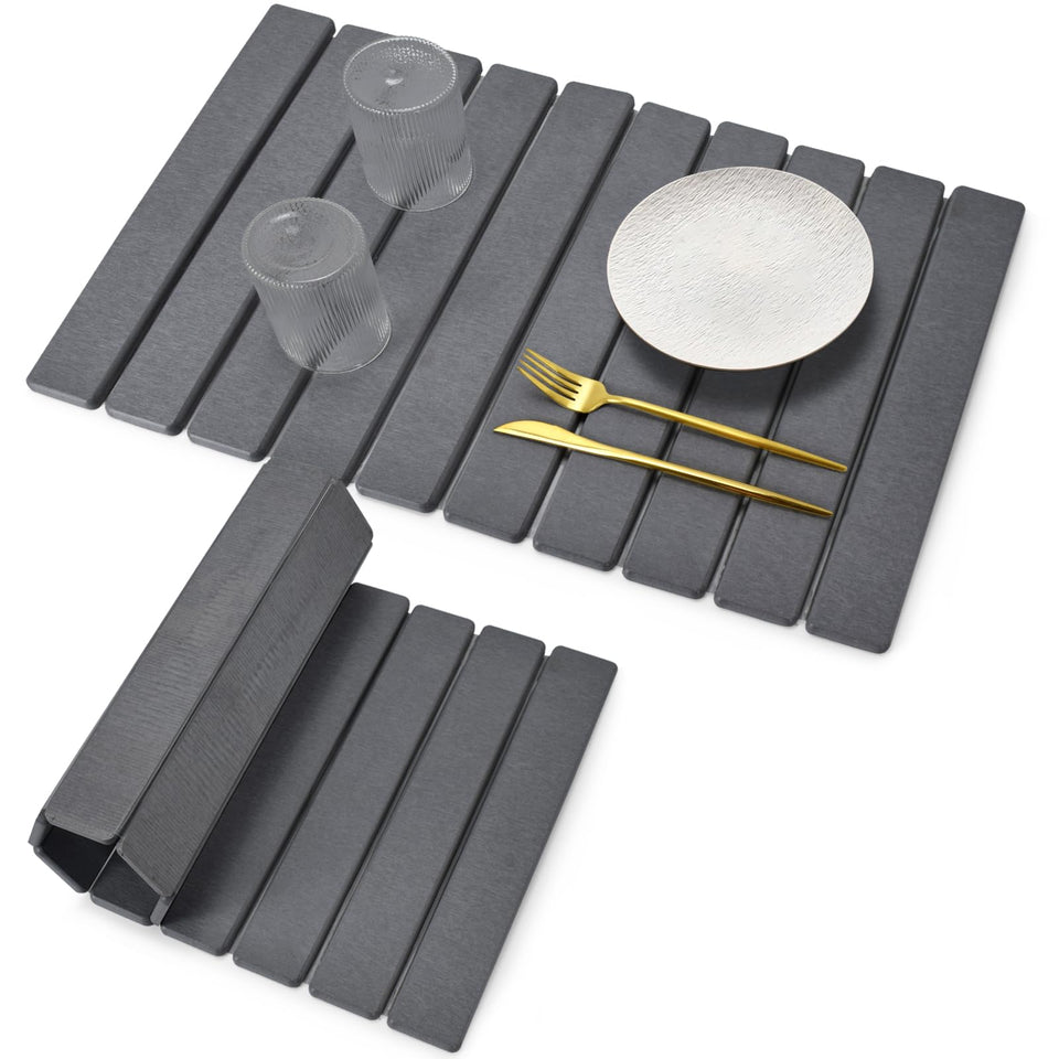 DFJKJUU large stone drying mat in front view showing spacious counter area for dishes