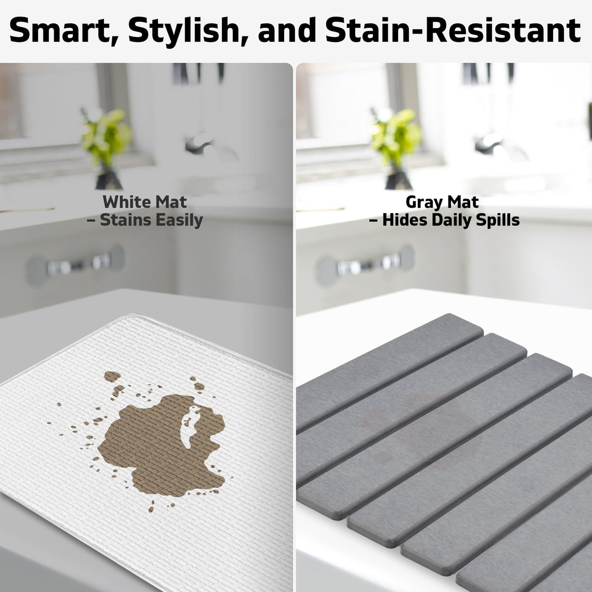 DFJKJUU stone drying mat used as plant saucer in a kitchen setting