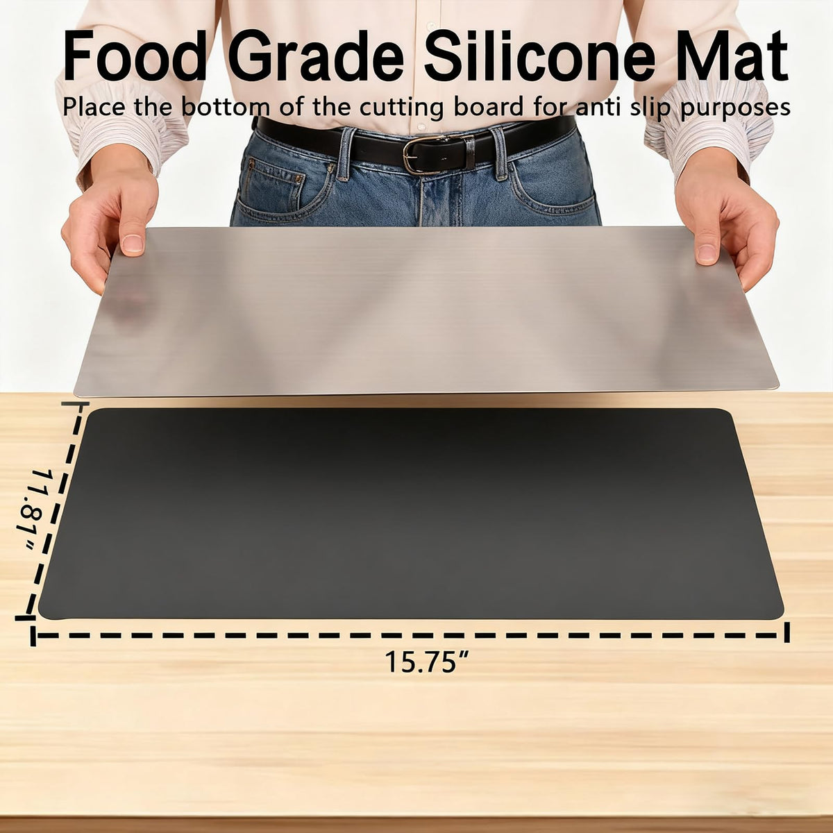 DFQ cutting board with counter lip keeps meat prep organized