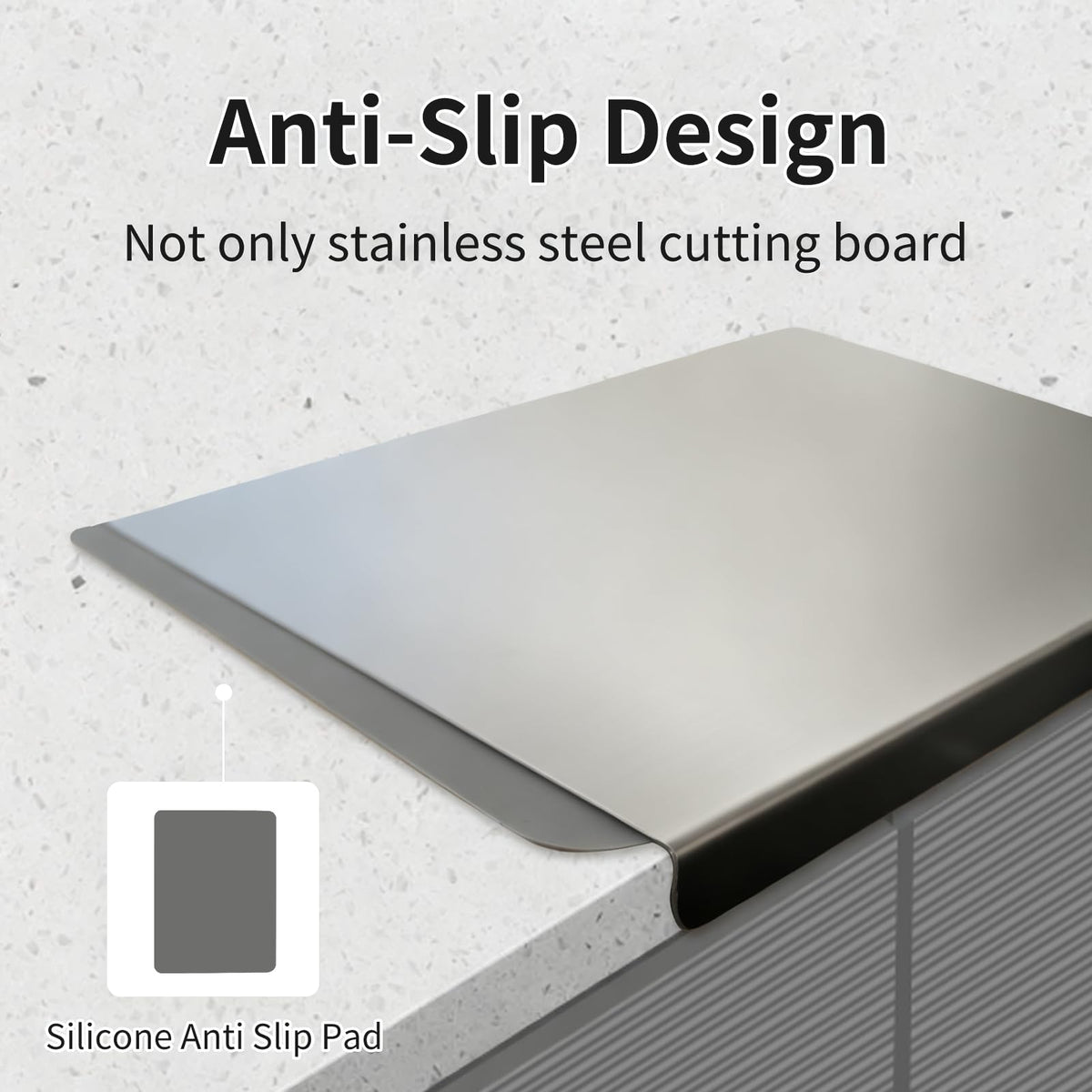 DFQ edge-polished stainless board resists scratches and lasts longer