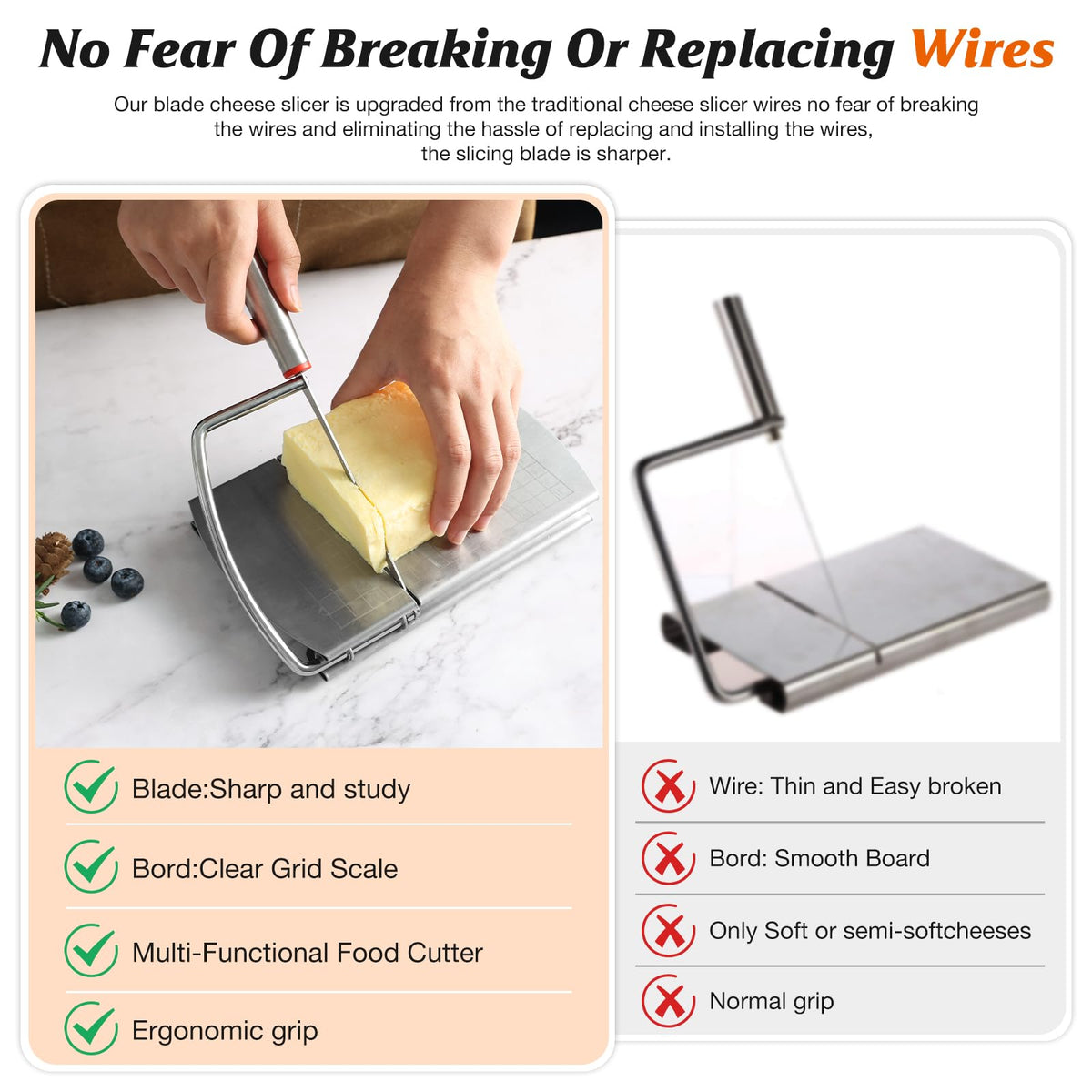 DGLOZE cheese slicer grid scale aids accurate cuts from 1 mm upward