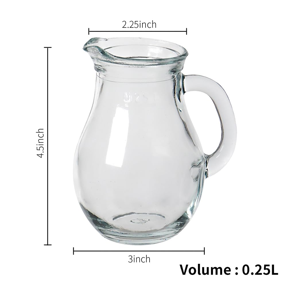DGQ glass creamer pitcher with sturdy handle and pour spout for clean serving.