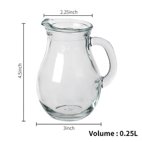 DGQ glass creamer pitcher with sturdy handle and pour spout for clean serving.