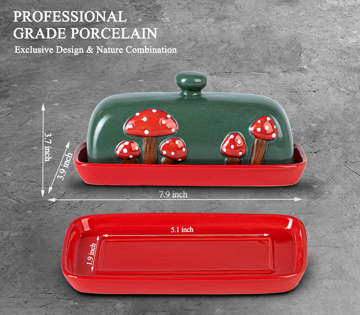 dgudgu butter dish mushroom glaze closeup highlights craftsmanship and texture