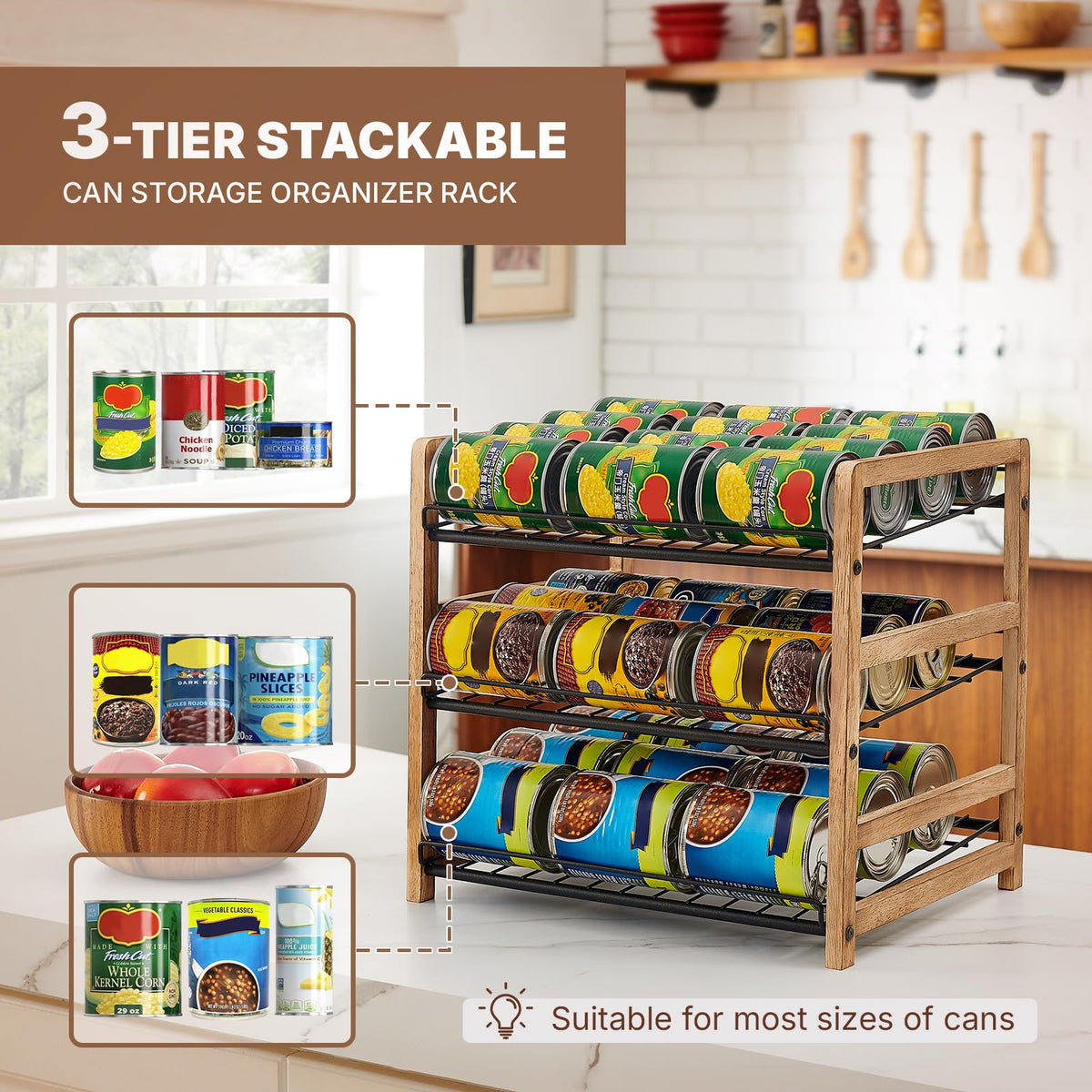 DGWJSU can organizer carbonized-brown finish adds stylish kitchen fit