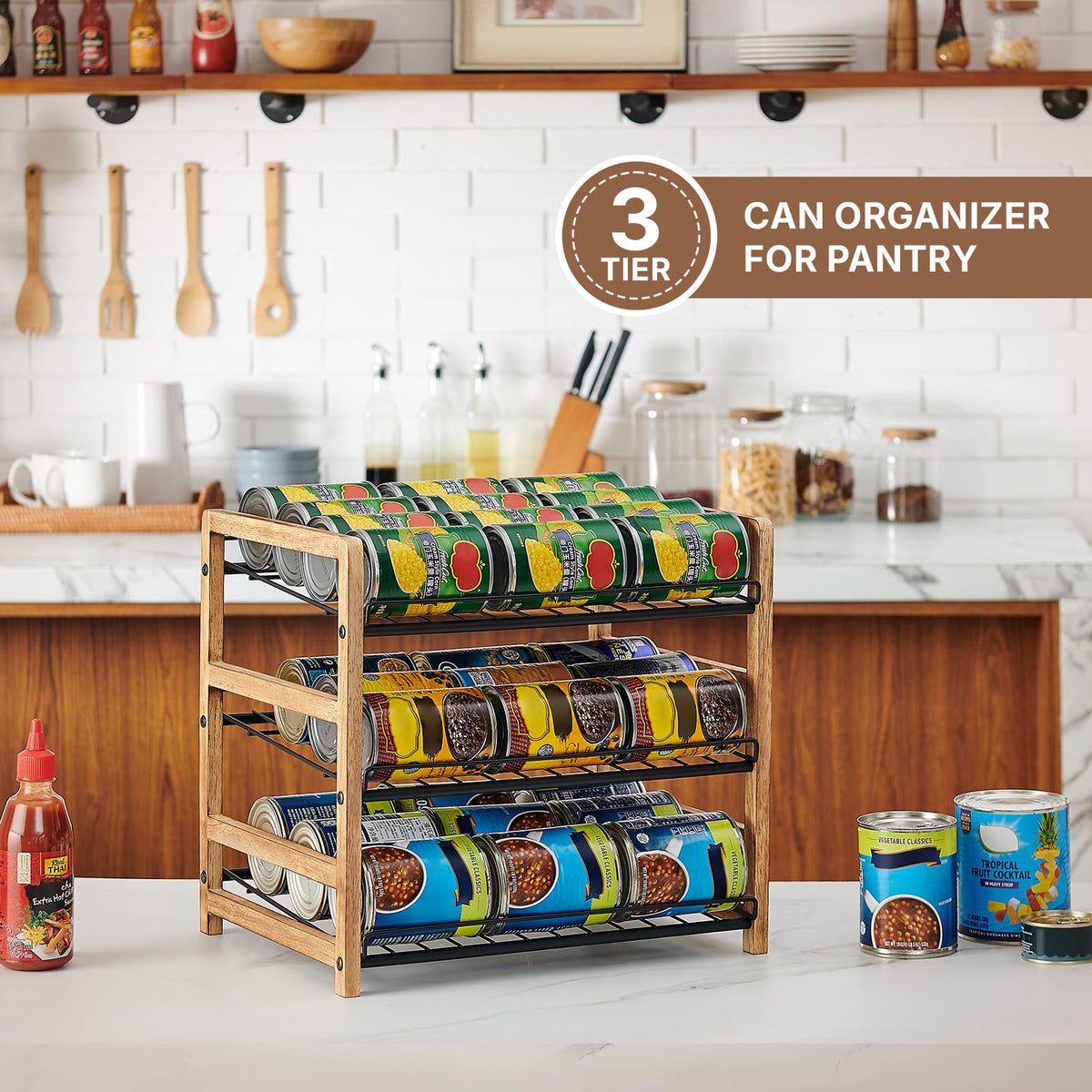 DGWJSU can organizer side view highlights sturdy carbonized brown frame for durability