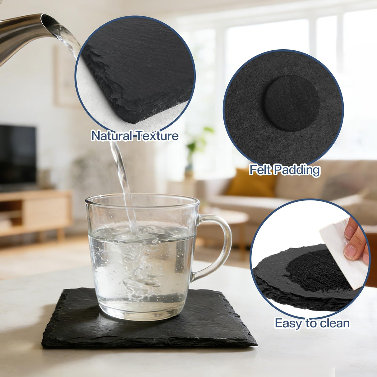 dhfsleo slate coaster set is durable and easy to wipe clean.