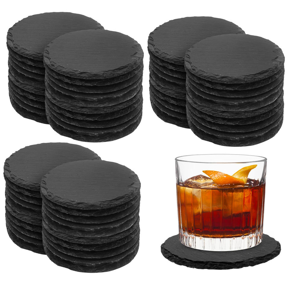 Dhfsleo slate coaster set 60 pieces protects surfaces with natural stone texture, great for everyday use.