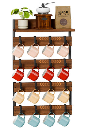 Dhmkfly 2-in-1 wall mug holder with four tiers keeps mugs organized and accessible.
