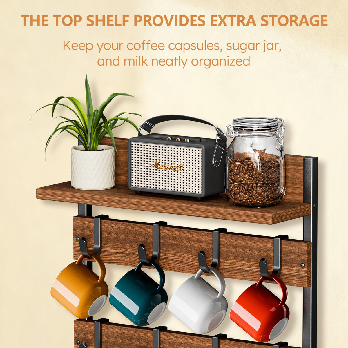 Dhmkfly sturdy construction with wood surface and metal hooks for durable everyday use.