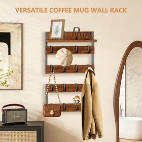 Dhmkfly adaptable 4-tier configuration supports mugs of varying sizes securely.