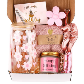DHQH birthday daisy gift box in pink, ideal for celebrations and heartfelt gifting.