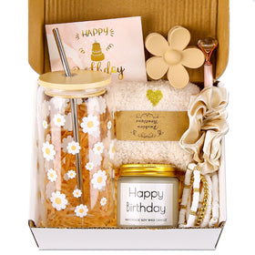 DHQH birthday gift box with daisies, a thoughtful present for her