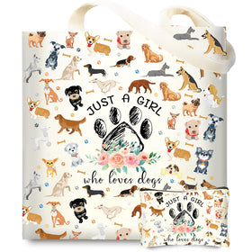 DHQH dog lover tote bag with vibrant print for daily shopping