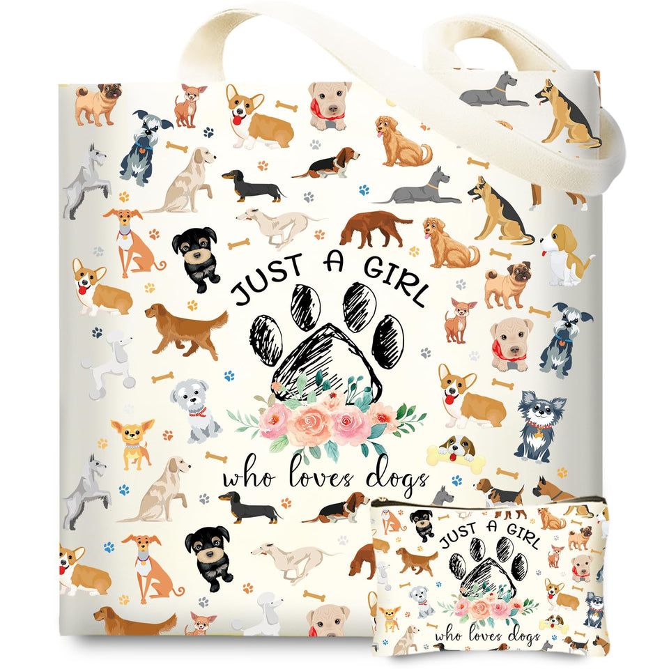 DHQH dog lover tote bag with vibrant print for daily shopping