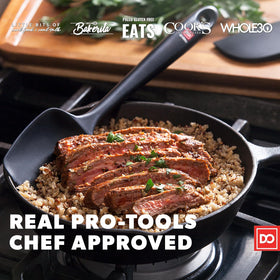 Heat-resistant up to 600°F spatula ideal for high-heat sautéing.