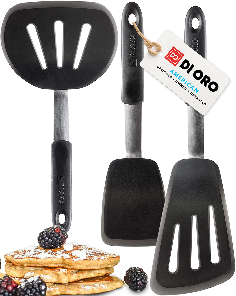 DI ORO Living Chef Series FLEX spatula showing 600°F heat resistance for high-heat cooking.