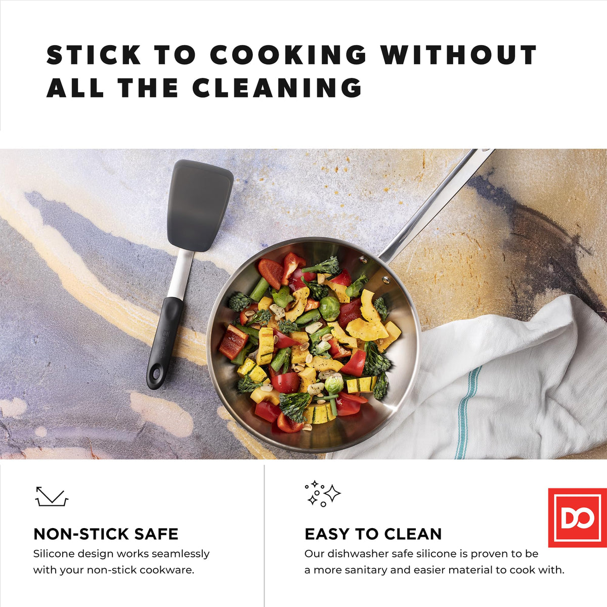 Di Oro Living Chef Series Standard Spatula showing beveled blade for precise turning.