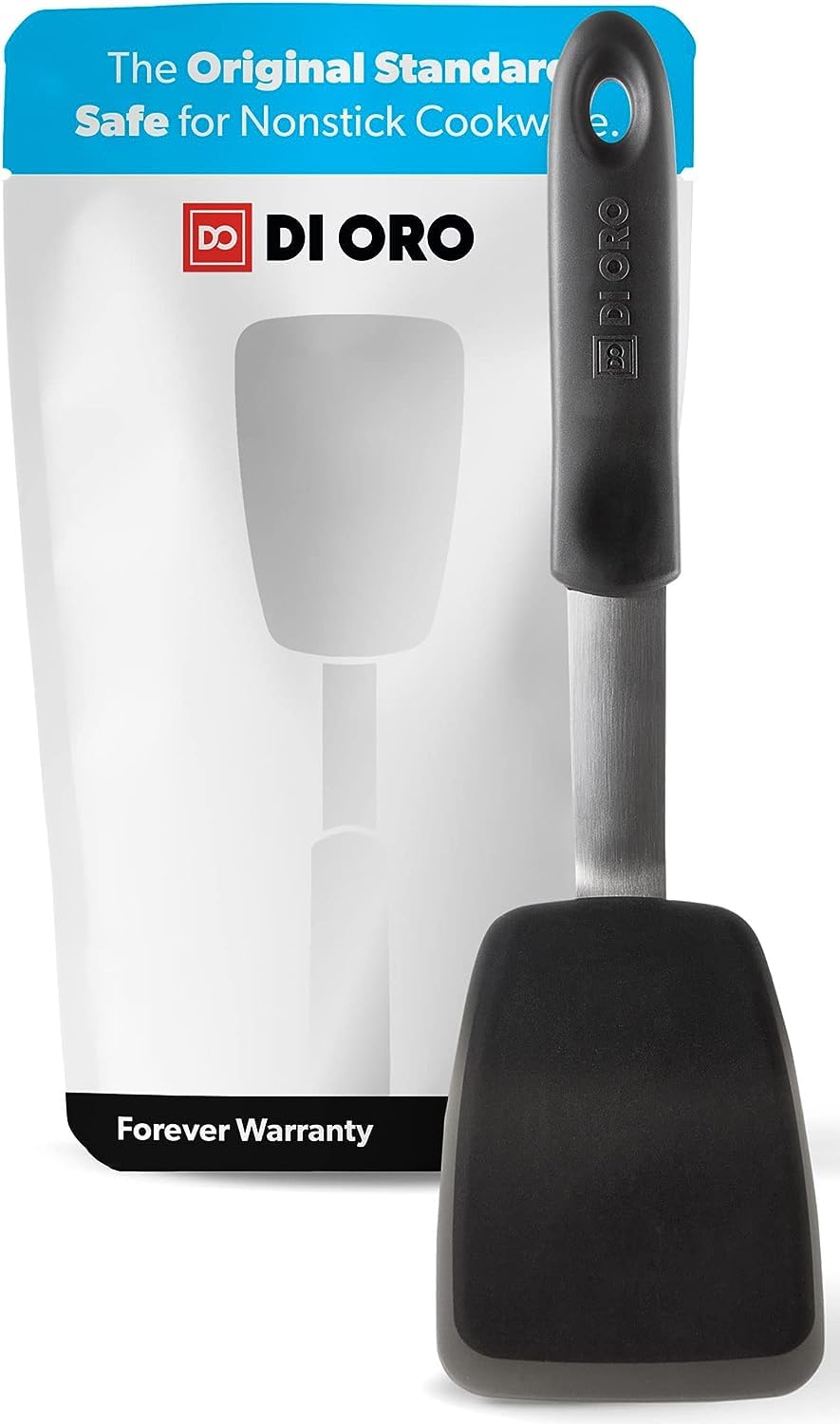 Di Oro Living Chef Series Standard Spatula with pour-focused blade for easy sliding under foods.