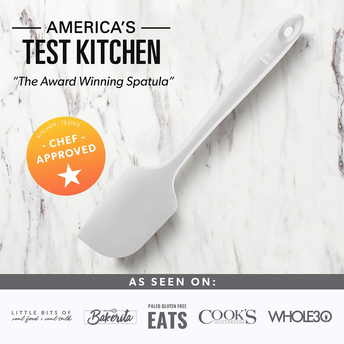 DI ORO Living flexible spatula excels at scraping curved bowls and mixing thick batters.