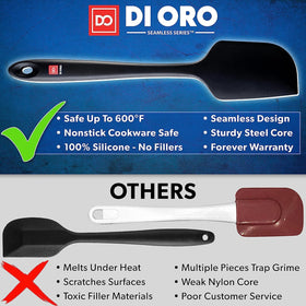 DI ORO Living heat-resistant spatula handles high-heat cooking up to 600°F.