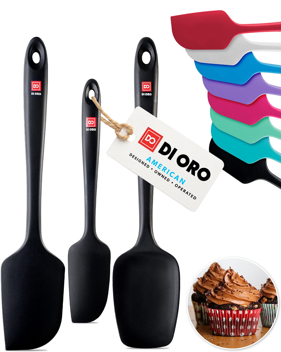 DI ORO Living 3pc silicone spatula set for versatile baking and cooking.