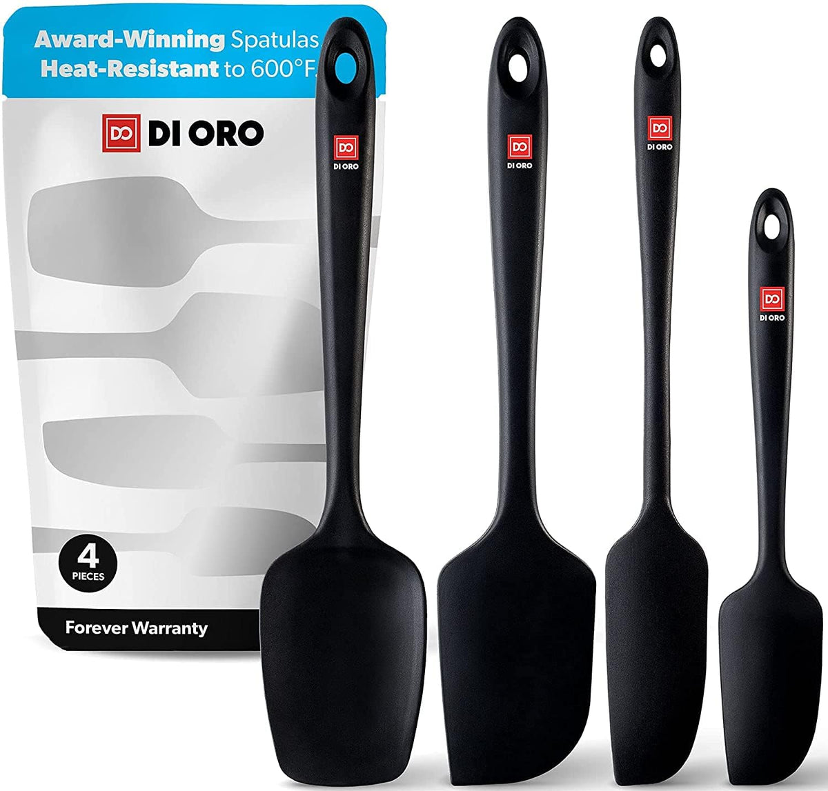 DI ORO Living silicone spatula set in black for versatile bowl scraping.