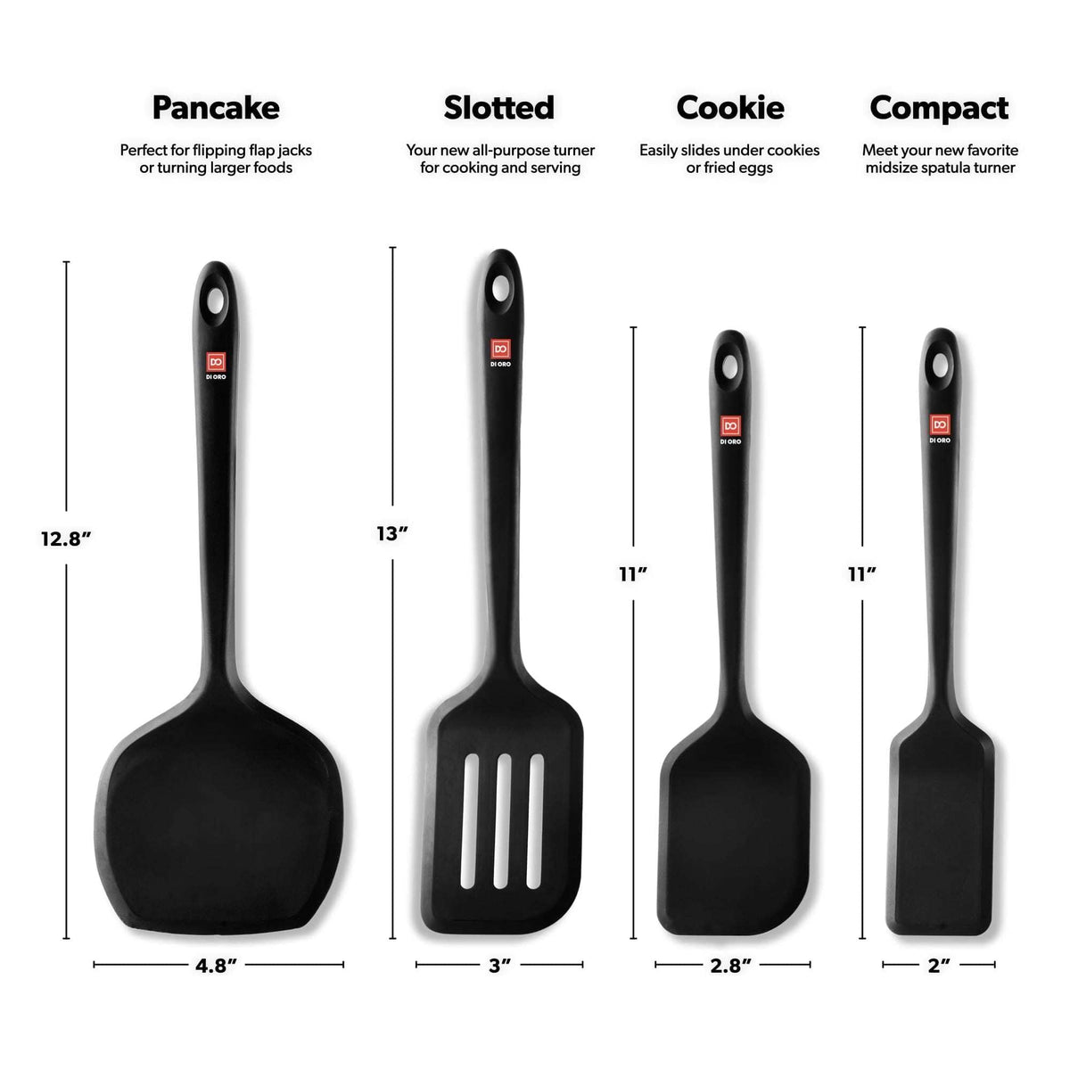 DI ORO Living dishwasher-safe spatulas simplify post-cook cleanup.