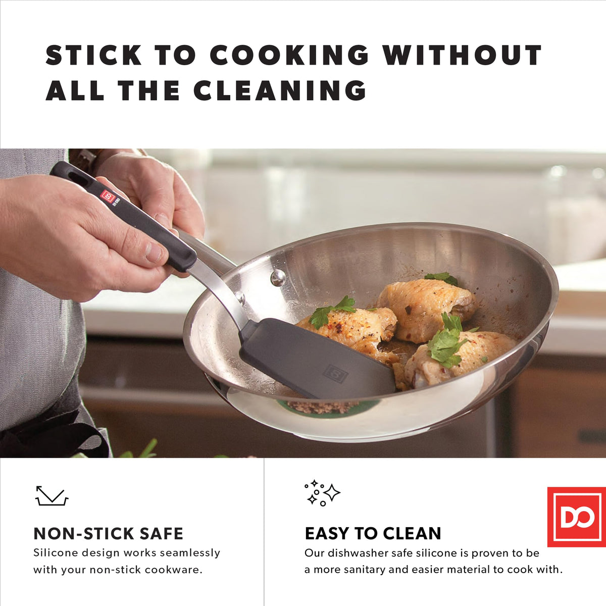 DI ORO Living spatulas with heat-resistant silicone blade for smooth food release