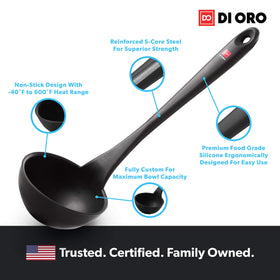 DI ORO Silicone Ladle showcases a seamless design for easy cleaning