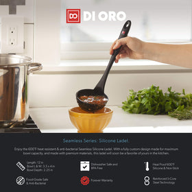 DI ORO Silicone Ladle features a large bowl, ideal for soups and stews