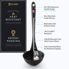 DI ORO Silicone Ladle with stainless-core construction for durable daily use