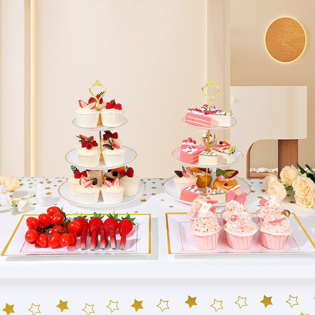 DI QIU REN six gold-rimmed cupcake trays showcase treats at parties