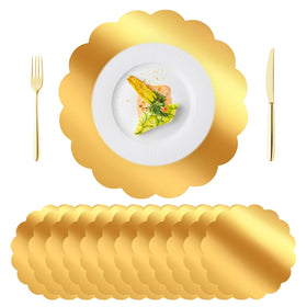 DI QIU REN scalloped gold placemats pack for effortless cleanup after meals