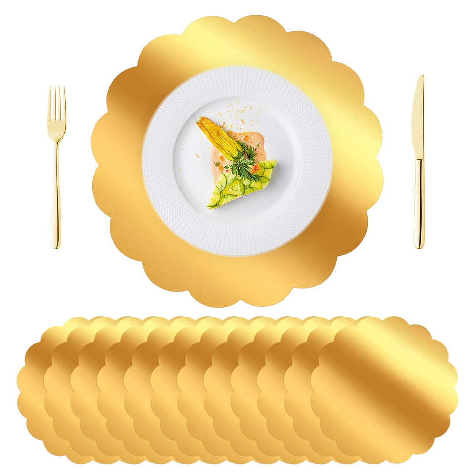 DI QIU REN scalloped gold placemats pack for effortless cleanup after meals