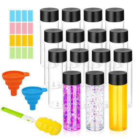 DI QIU REN sensory bottle close-up with cap shows leak-proof seal for mess-free use.