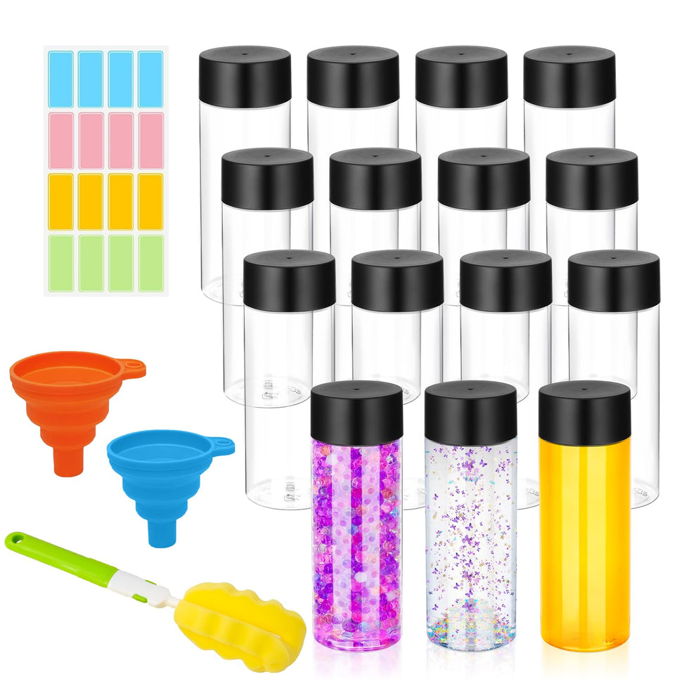 DI QIU REN sensory bottle clear cap 10oz for organized play and visual learning
