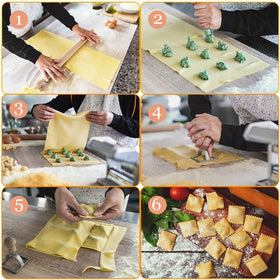 DI QIU REN square ravioli stamp provides precise edge designs for stuffed pasta.