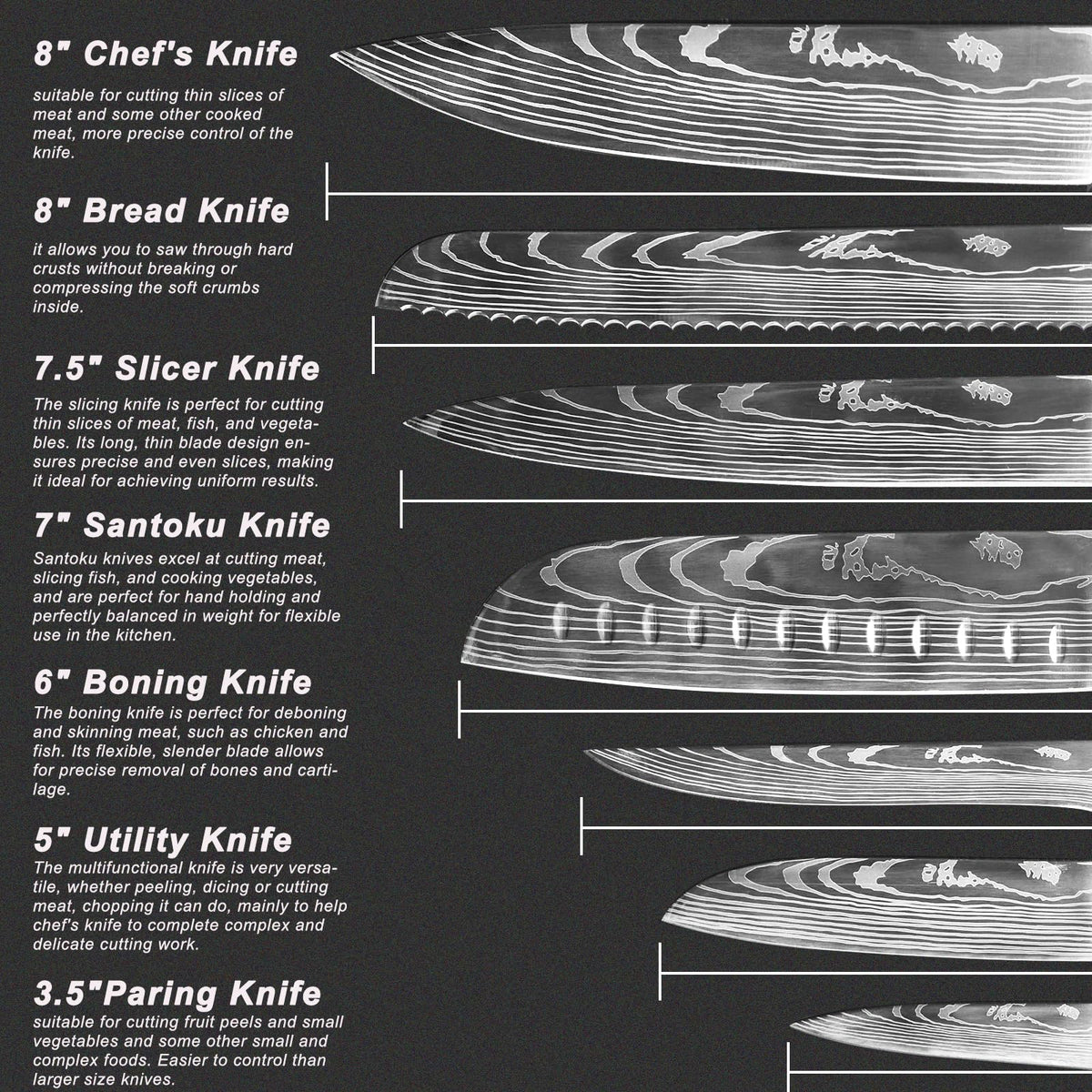 Diagsh 7-inch Santoku knife for balanced chopping.