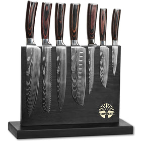 Diagsh 7-piece knife set in magnetic block for organized storage and quick access.