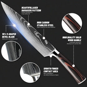 Diagsh 8-inch chef knife with ergonomic handle for precise slicing.