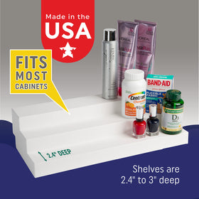 Dial Industries lower shelves organize small items like cans, bottles, and jars.
